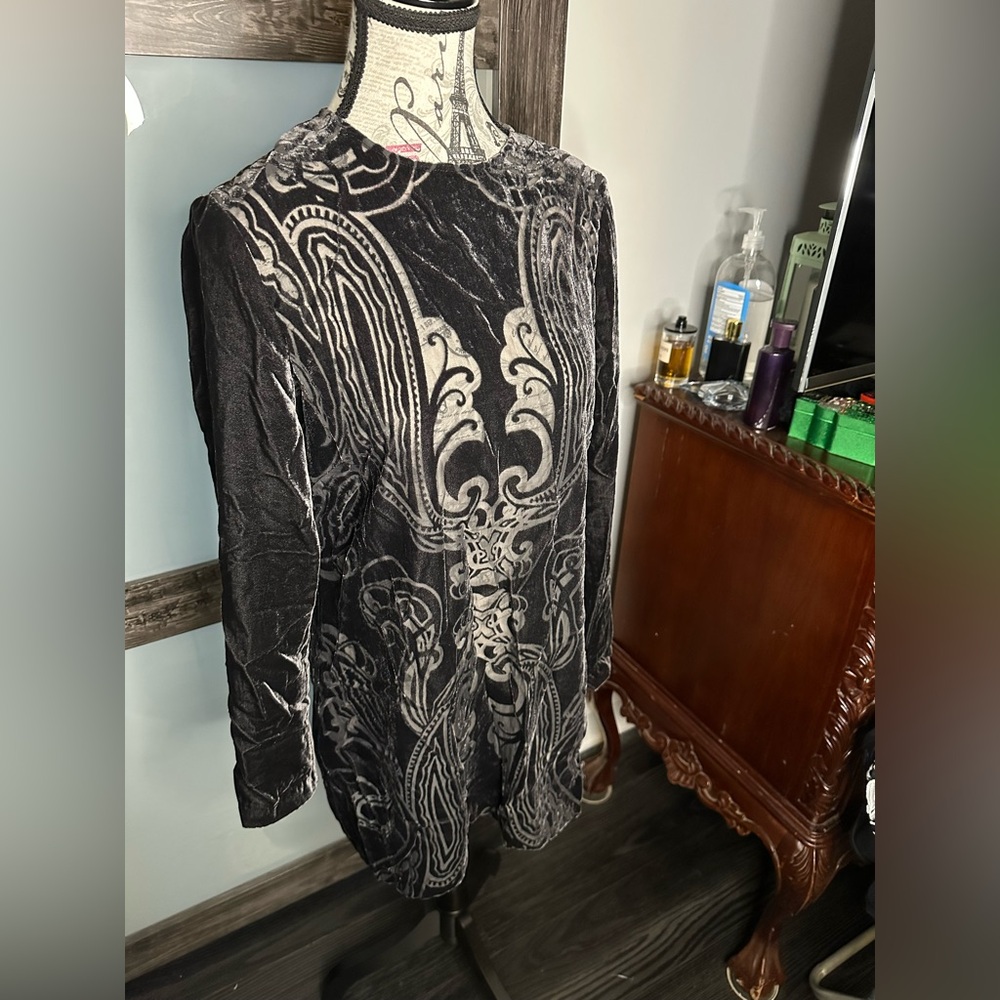 Zara Black Velvet Burnout Dress